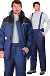 Костюм КОМФОРТ (тк.Таслан 130) зимний, куртка, брюки, синий с чёрным